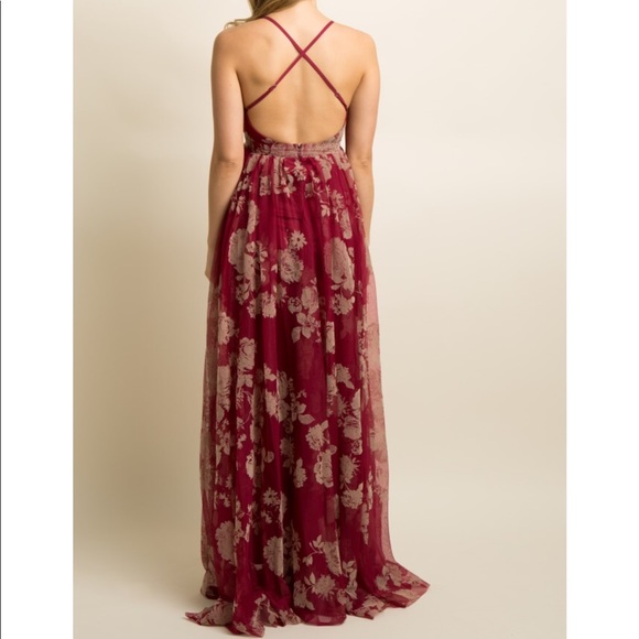Almost gone. Wine velvet floral maxi M - Picture 2 of 4
